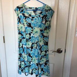 blue floral dress